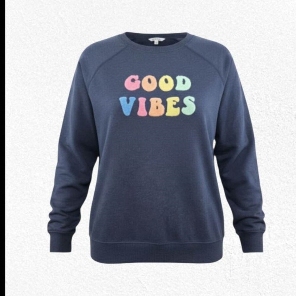 Wildfox Pullover Sweatshirt Good Vibes Oversized Retro French Terry Small